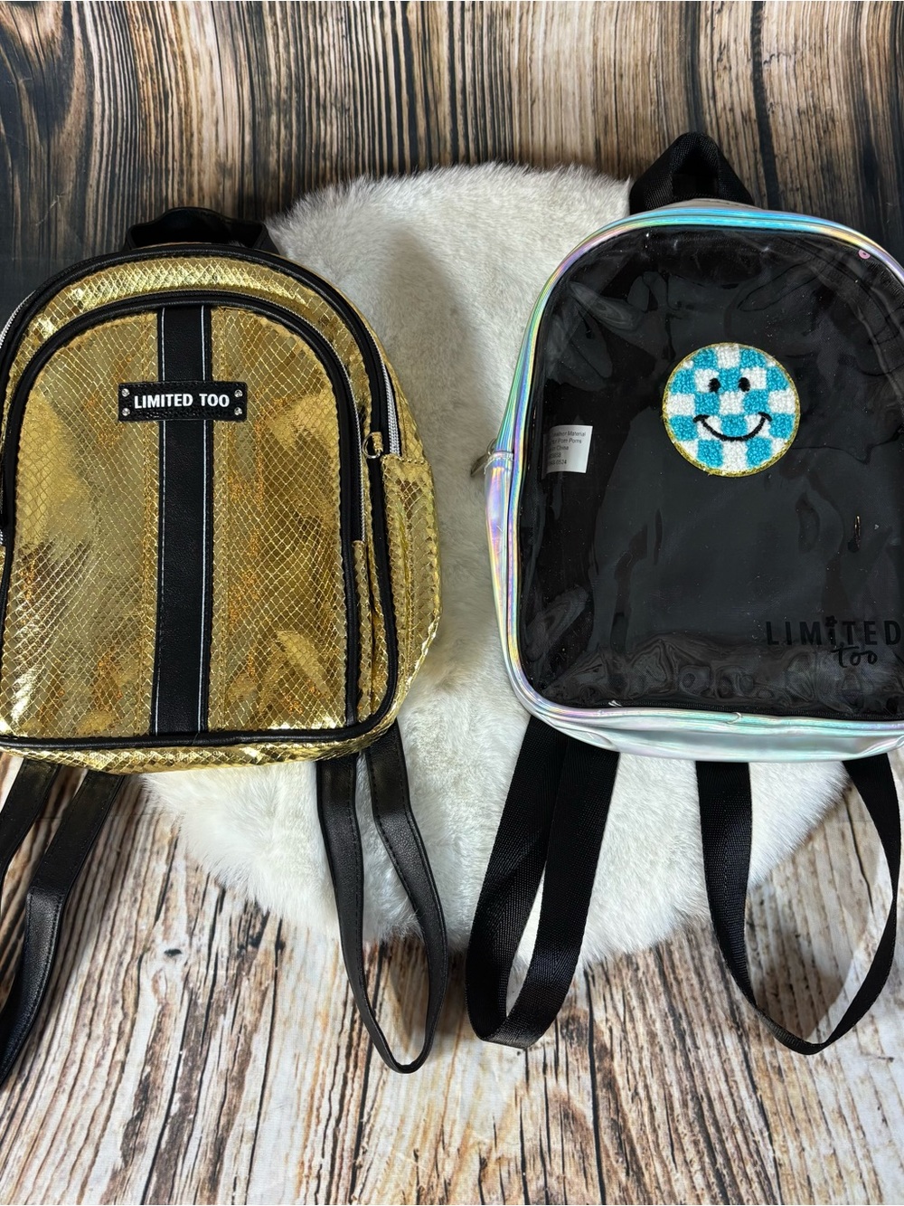 Limited Too Backpack Purses Bags Small; Lot Of 2; Gold & Clear Y2K Feel Girls
